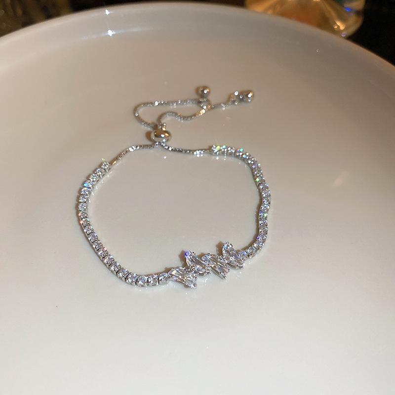 Zircon glass bead square love adjustable bracelet trendy fashion bracelet light luxury high-end jewelry women