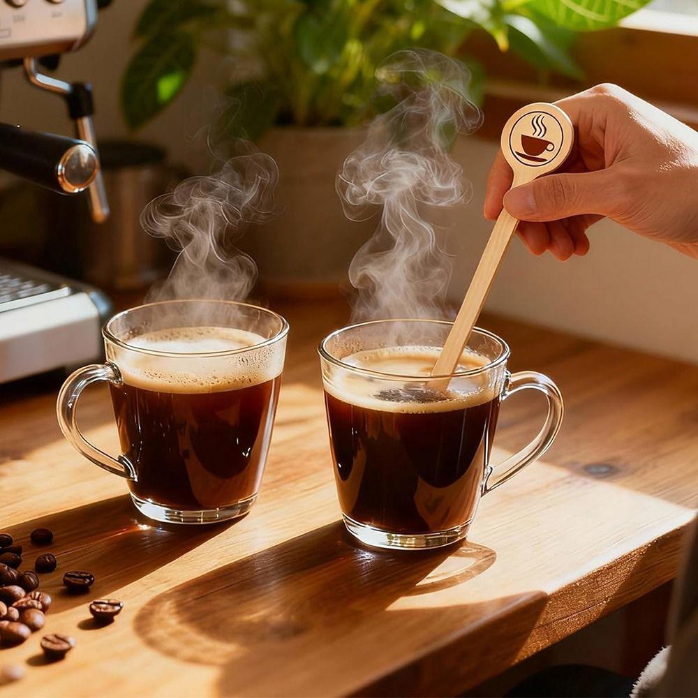 100Pcs Round Head Wooden Coffee Stirrers Wooden Drinking Stirring Stick  Kitchen Drinks