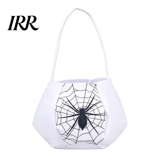 Halloween Bag Cute Treat or Trick with Handle for Kids, Reusable Non Snack Woven Candy Goodie Bag, Soft Handbag Basket Party Favors