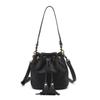 AKIYAMA Drawstring Bag, Shoulder Bag, Women's, Crossbody Bag, Genuine Leather, Small, Simple, 3-Way, 2 Colors (Black)