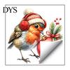 Watercolor Bird Wall Decals Christmas Sticker, Cute with Wreath/Scarf/Hat/Ear Warmer, PVC Waterproof Self Adhesive Stickers Window for Holiday