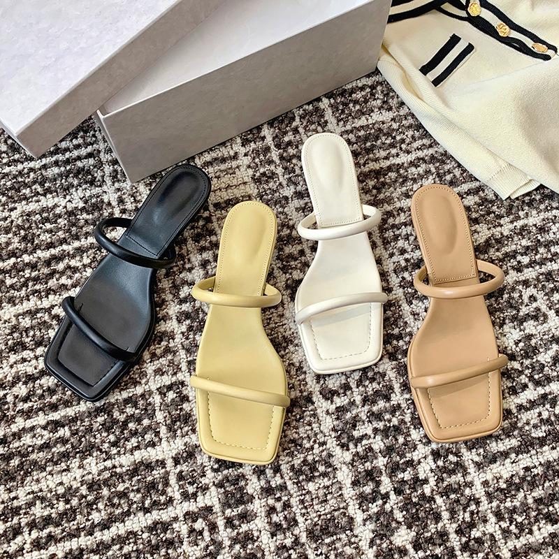 Fashion Fairy, Middle Heel with Slippers, Summer Wear, New Stiletto, Square Head Cat and Open-toed Sandals, Women's Shoes