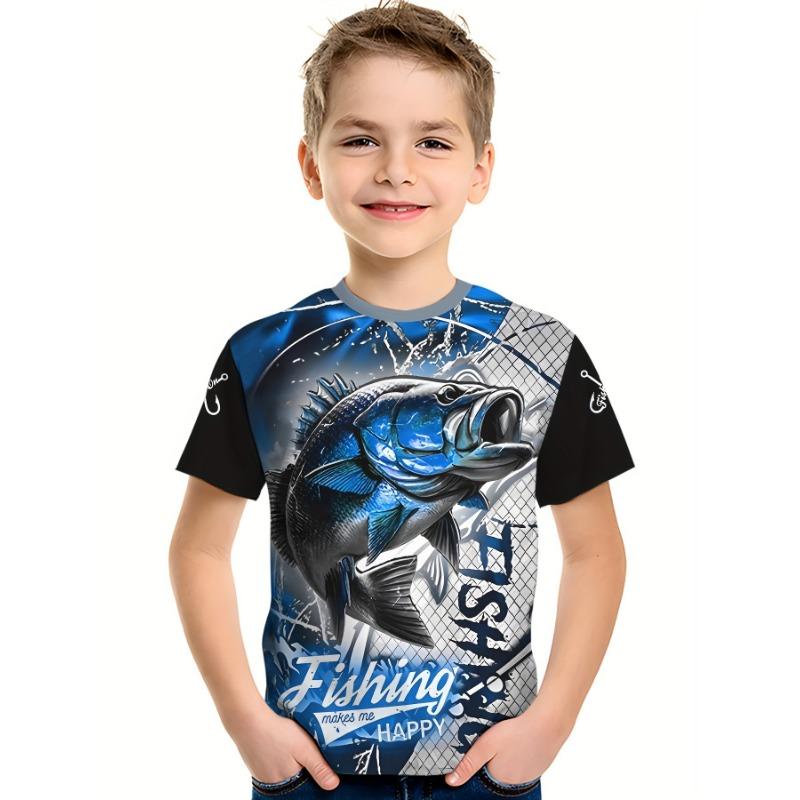 Fish Graphic T-Shirts for Children Short Sleeve Tees Fish Club Wear