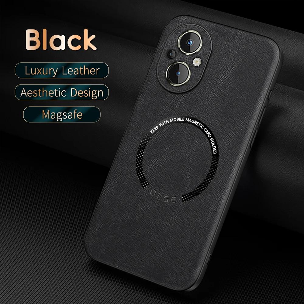 

For OnePlus Nord N20 Fine Hole PU Cow Pattern Leather Outer Magnetic Ring Soft Edge Anti-Drop Anti-Fingerprint Phone Case OnePlus Nord N20 5G