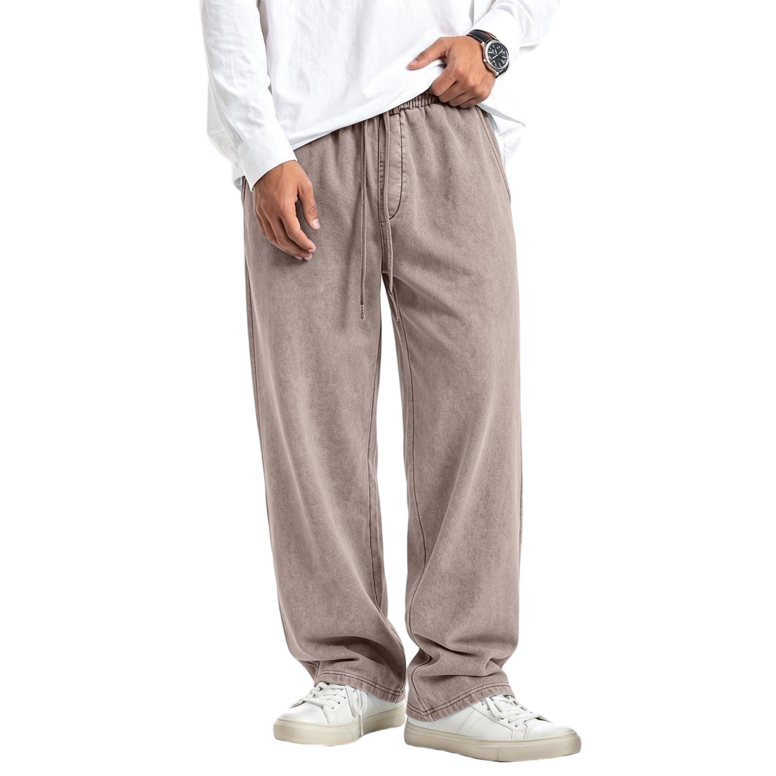 

Men s Washed Knit Casual Pants Drawstring Waist Pockets Relaxed Fit Jogger Sweatpants for Everyday Wear XXL
