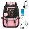 KATSEYE Girlgroup Cartoon Rucksack USB-Ladeanschluss Schultasche 60123-1 Leicht Freizeit