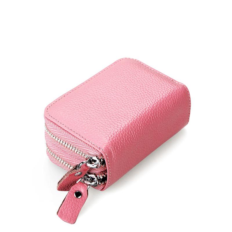 Anti-Magnetic RFID Cowhide Accordion Card & Coin Holder - Korean Style
