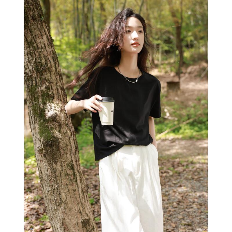 Demana Women s Basic Solid Shoulder Pad T-Shirt M