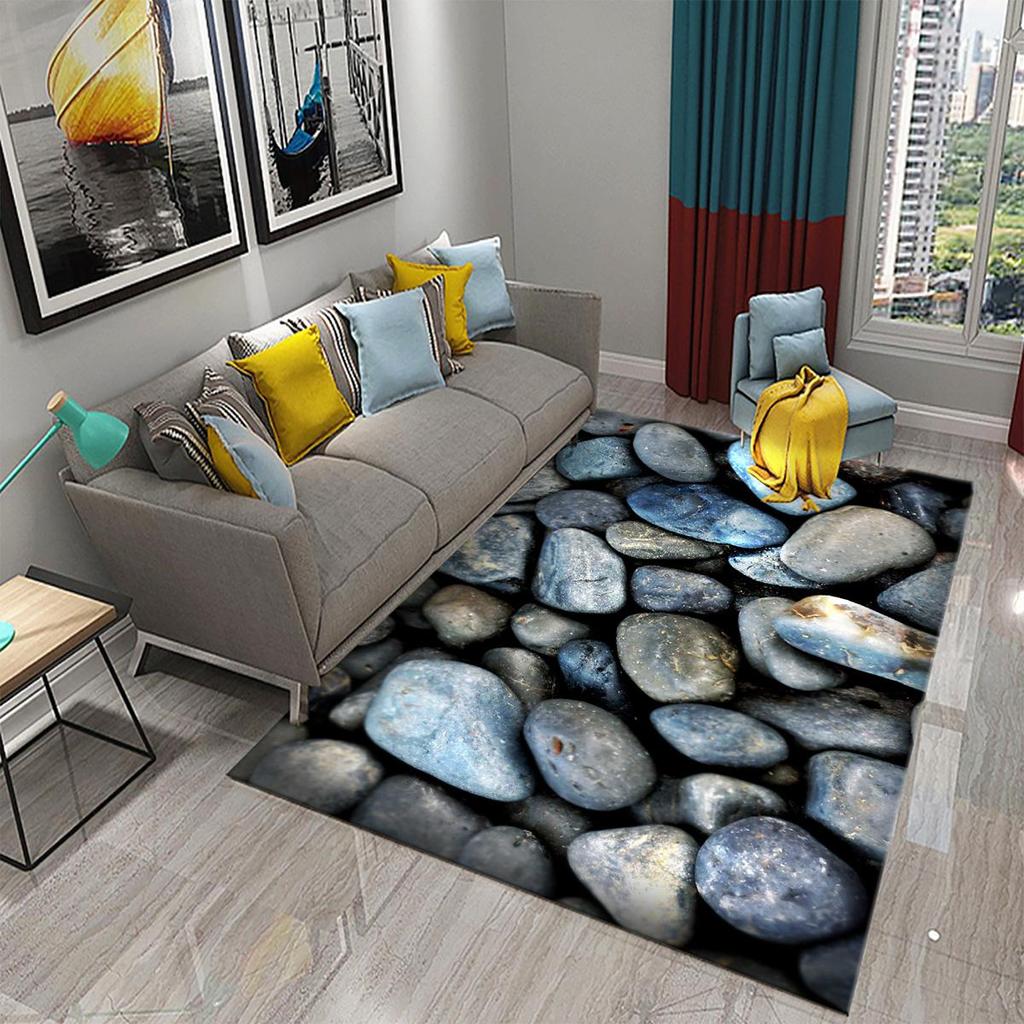 3D Simple Stone Carpets for Kitchen Bathroom Living Room Bedroom Teenager Room Decoration Carpet Entrance Anti-slip Area Mats