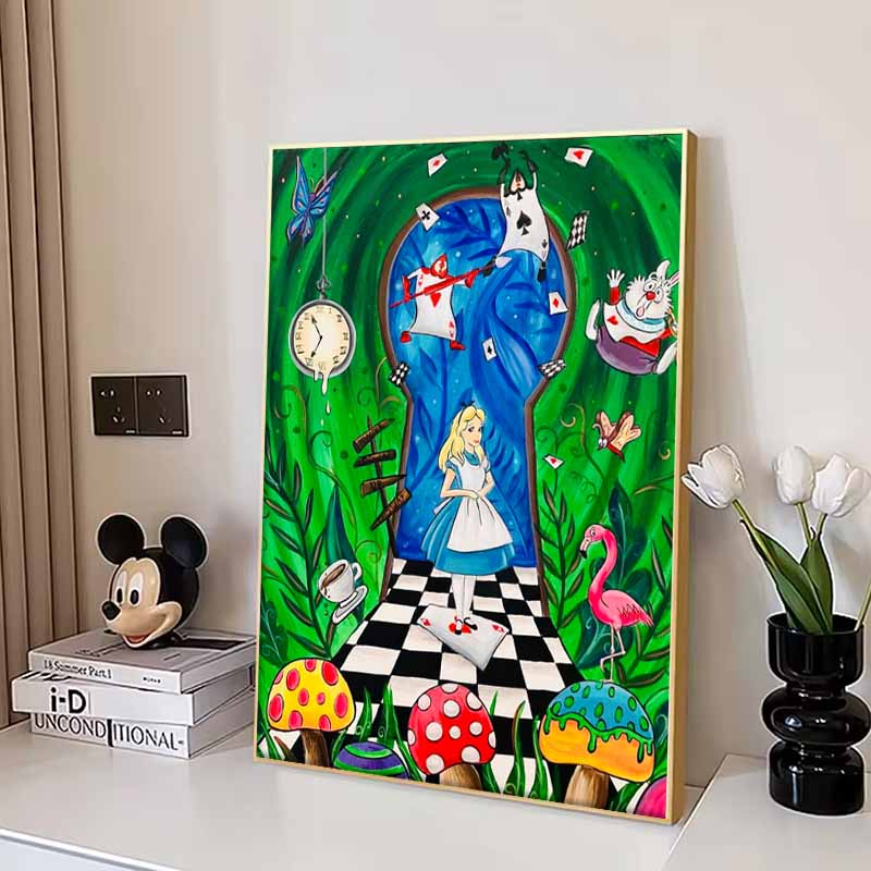 Disney 5D DIY Diamond Painting Alice in Wonderland Keyhole Theme Illustration Embroidered Mosaic Cross Stitch Home Decor Gift Crafts