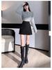 Gray Woolen Sequined Skirt: Women's Autumn/Winter 2025 French-Style High-End Heavy Work Short Skirt