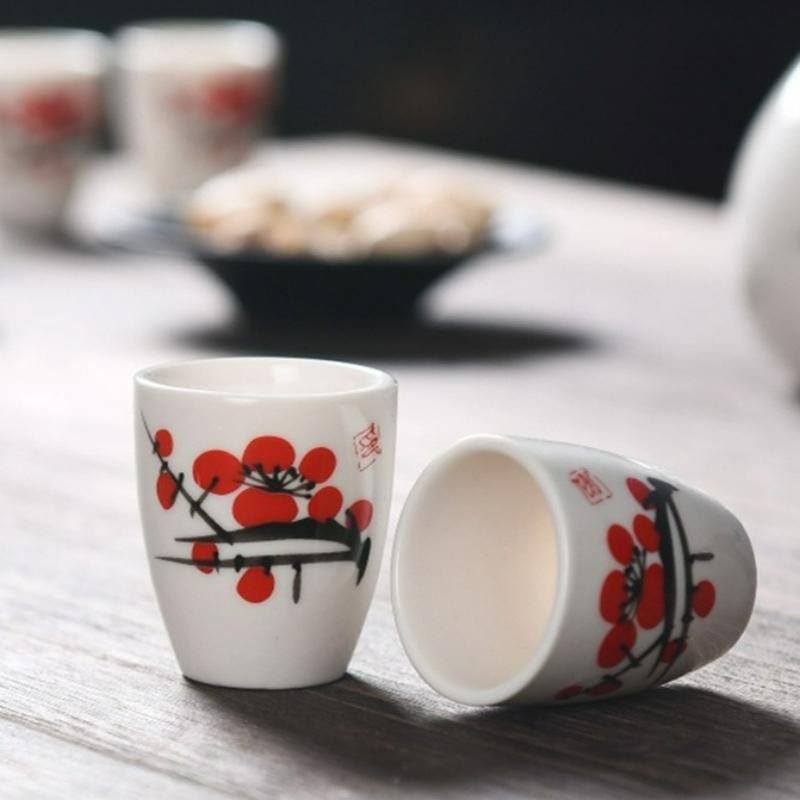 Japanese Style Ceramic Sake Pot Cups Set Creative Vintage One Pot Eight Cups Sake Wine Set Home Barware Ceramic Drinkware New