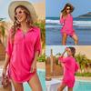 New drawstring shirt collar beach jacket head bikini swimsuit blouse vacation sunscreen shirt