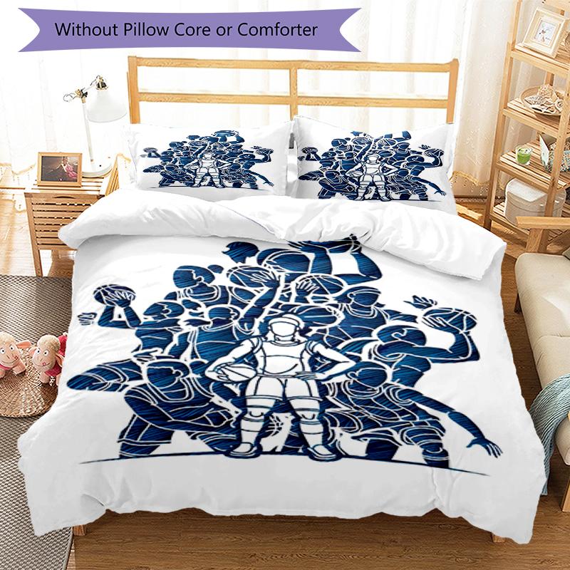 3pcs Basketball Bedding Set Duvet Cover Closure Includes 1 Duvet Cover & 2 Pillowcases, Soft and Comfortable for All Seasons.