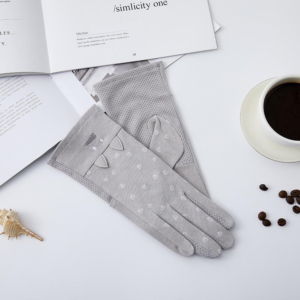 Women's Sunscreen Gloves New Spring and Summer Driving Korean Version of Lace Bow Riding Anti Slip Thin Touch Screen Gloves
