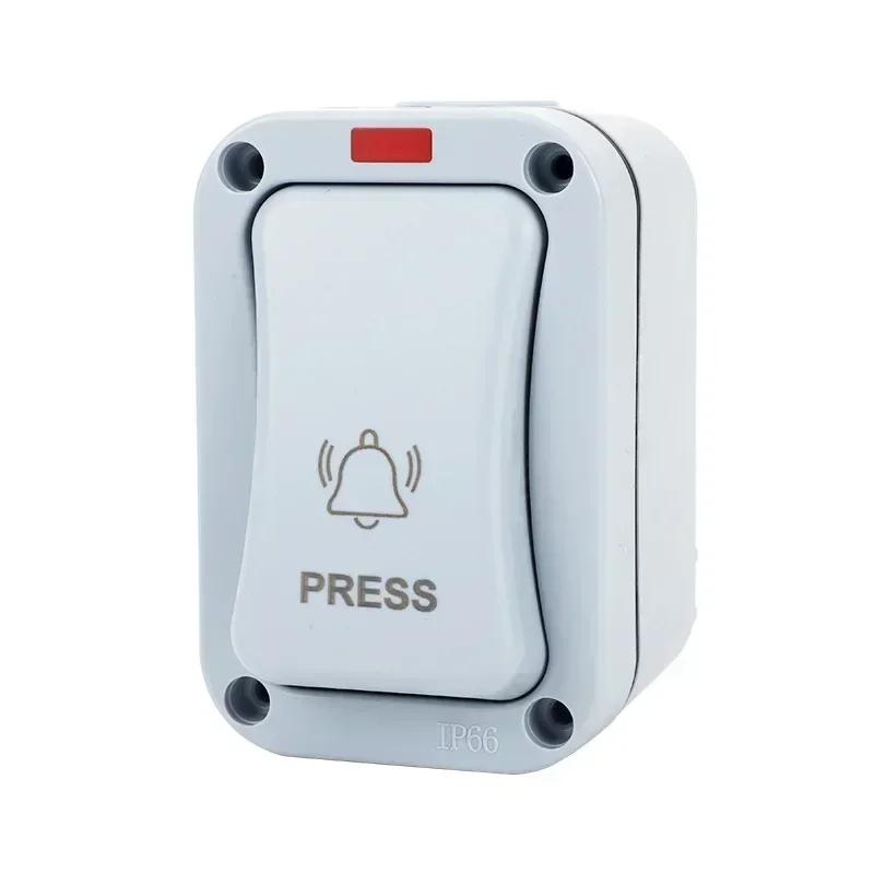 Weatherproof Doorbell Switch For Outdoor Use With Mounted Installation Dustproof Sealed Design And LED Indicator Light