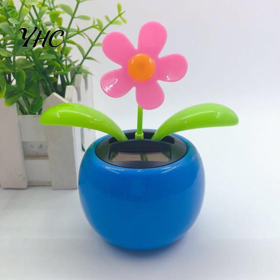 Car Dashboard Ornament Funny Solar Powered Cartoon Vibrant Ornamental Decoration Gifts Automobile Dancing Flower Swinging Toy for Friend