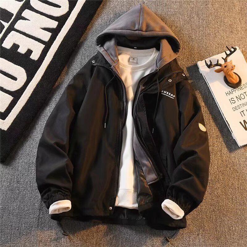 Men's Hooded Jacket: Autumn Winter Two-Piece Look, Casual Loose-Fit Sportswear, 2026 Style for Teens