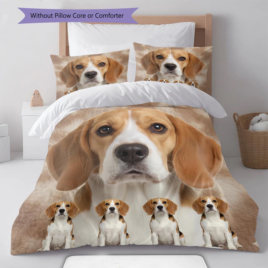 Beagle Border Collie Pattern Bedding Quilt Set Quilt Cover Pillowcase Home Decoration Gift (1 * duvet cover + 2 * pillowcase, without core)