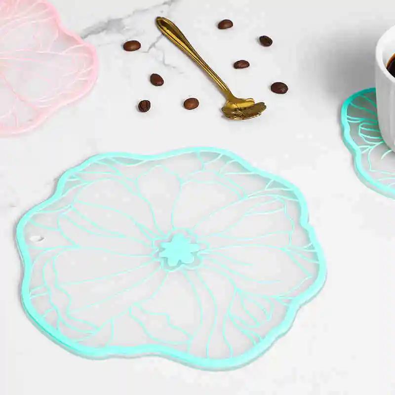 

Силиконовые подставки под стаканы Lotus Leaf Fresh Нескользящие теплоизоляционные противоскользящие коврики для кофейных чашек Кухонные принадлежности Аксессуары Набор столовой посуды