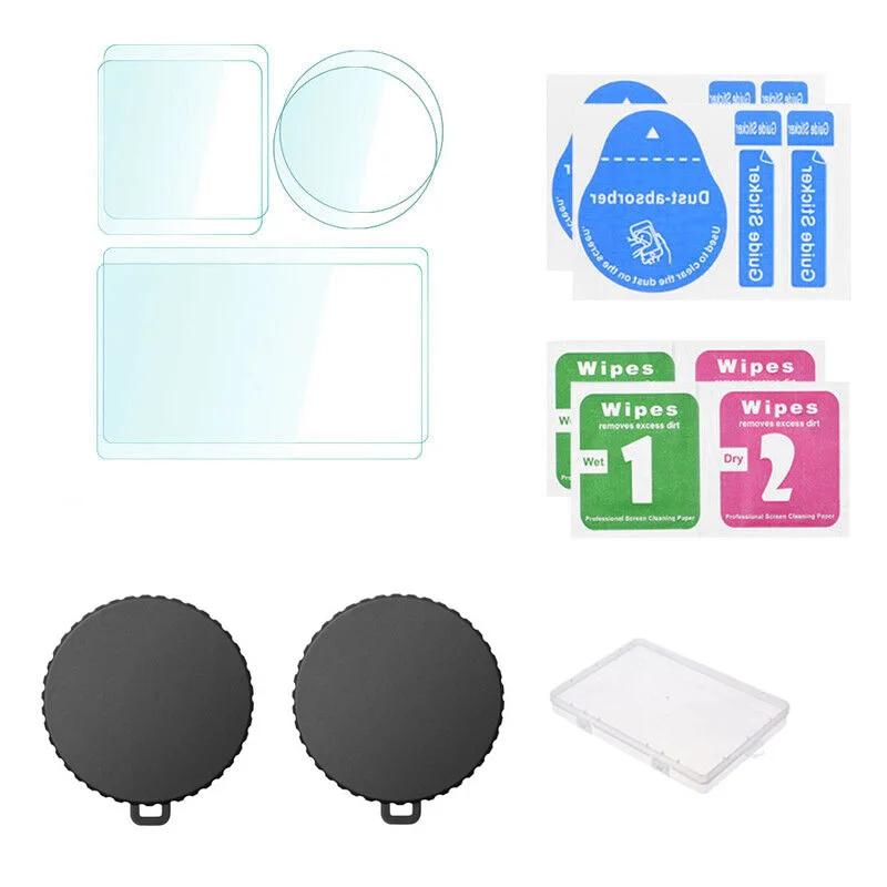 For DJI Osmo Action 5 Pro Camera 9H Tempered Glass Film+Mini Storage Carring Bag+Lens Protective Case Cover+Windslayer Cover