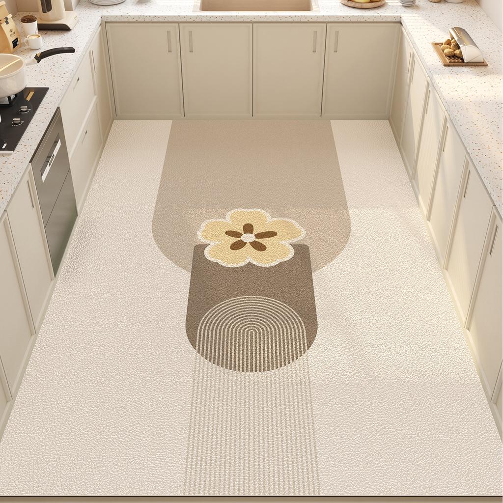 Kitchen Floor Mat Waterproof Non-slip Oil-proof Stain-resistant PVC Leather Rug Easy To Clean Home Carpet Alfombra