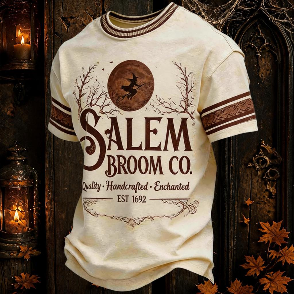 Men's Fall Halloween Short Sleeve T-Shirt Casual Holiday Party Top for Everyday Wear