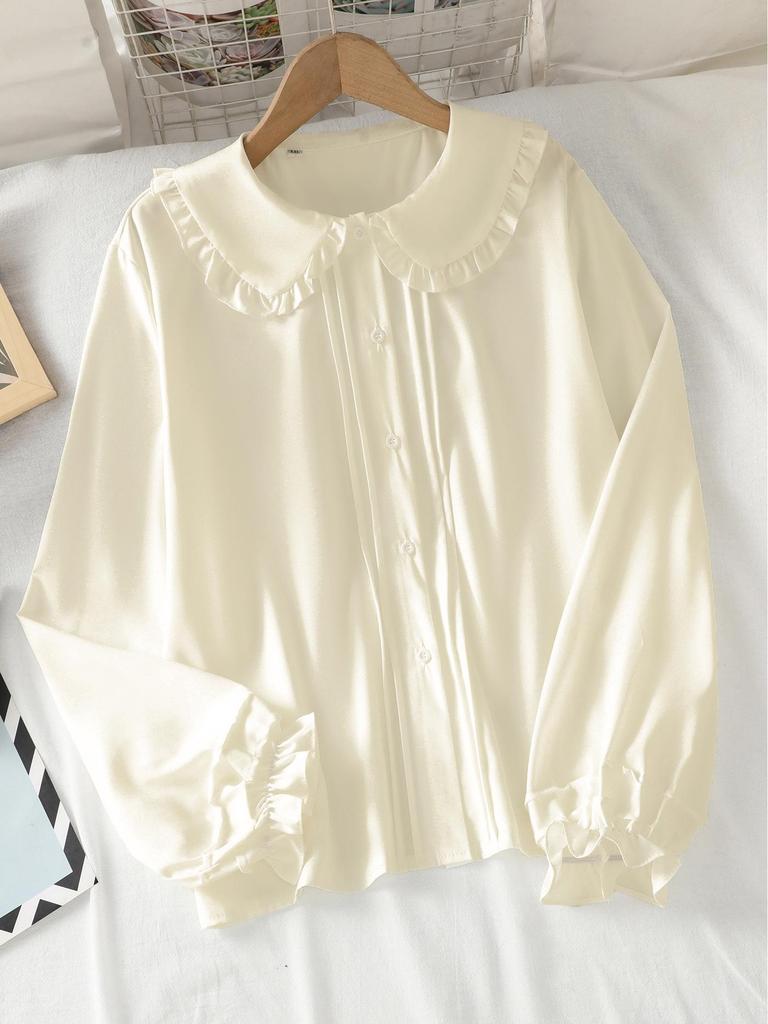 Southeast Asia-Japan-Korea Doll Collar Ruffle Lace Shirt - Women's Academy Style