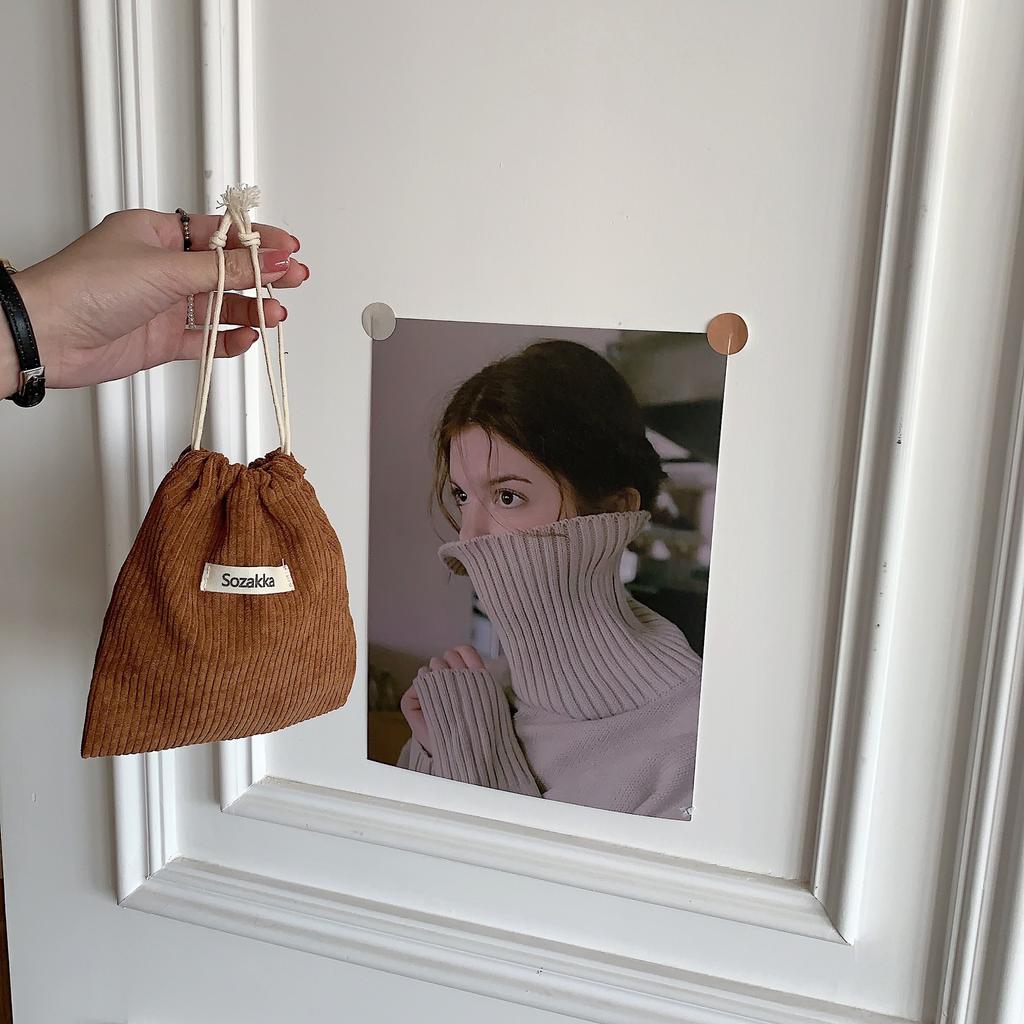 Storage Pocket Drawstring Bag Corduroy Storage Bag Small  Fashionable Durable