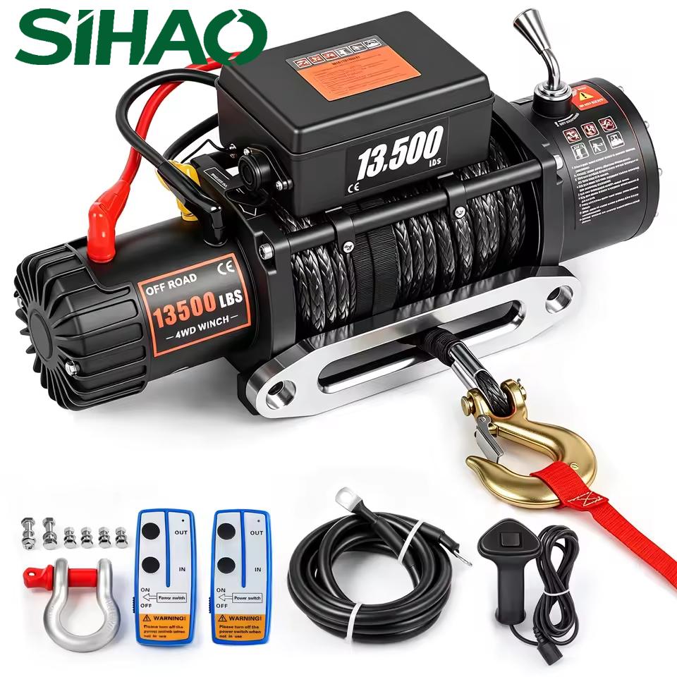 SIHAO 13500 LBS Verricello Elettrico 12V Corda Sintetica Telecomando Wireless Fuoristrada 4x4 ATV Camion Rimorchio