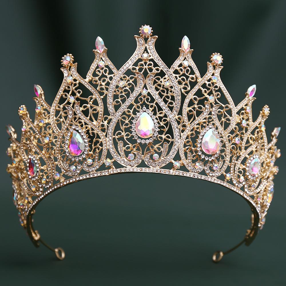 Bridal Red Baroque Crown, Multi-diamond Water Droplets European and American Headgear, Wedding Dress Accessories 2026