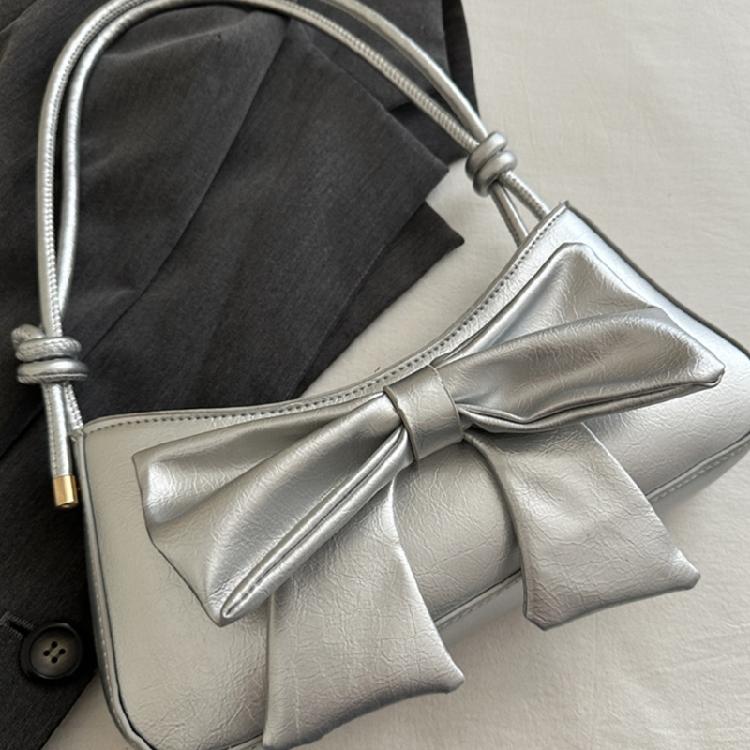 Women's Pu Leather Shoulder Bags Hoboes Handbags Purses with Adjustable Strap Small Crossbody Bag Bowknot Hoboes Bags