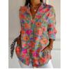 Ladies, Casual, Long Sleeved, Button Up Shirt, Floral Print, Machine Washable, Casual, Loose Fit