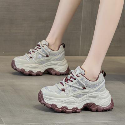 Women's Shoes 2026 Spring New Rhinestone Casual Sports Shoes Dad Shoes Height Increasing Women's Shoes Inside