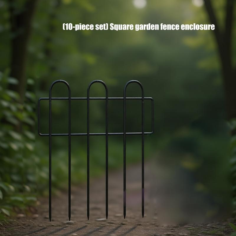 10Pcs Metal Garden Fences 13x24Inch Square Flower Edging Wire Border Panel Fencing Animal Barrier Fence for Patio Yard