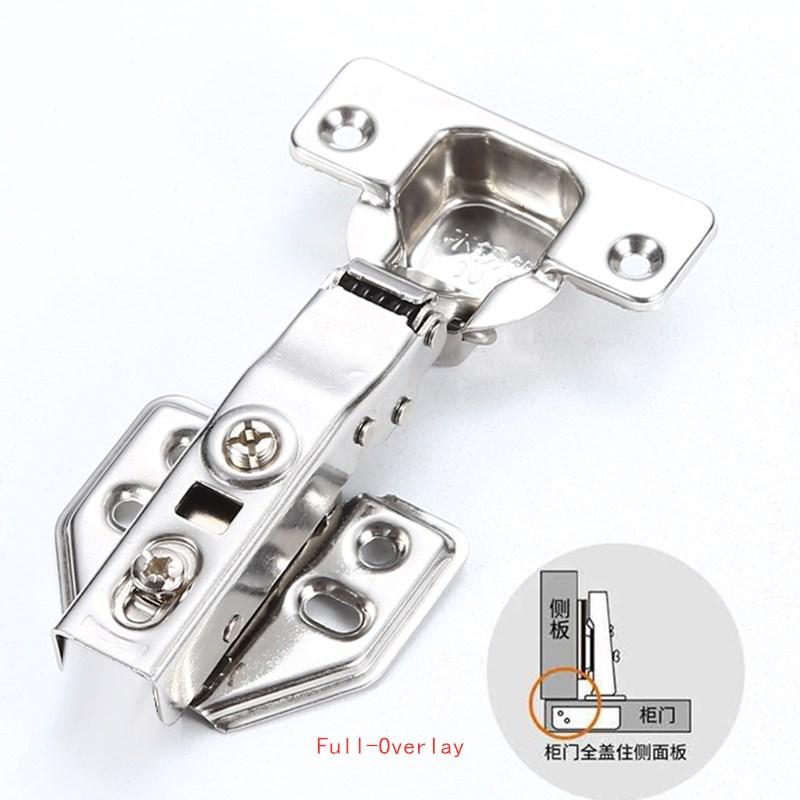 4Pcs Hinge Stainless Steel Hydraulic Cabinet Door Hinges Damper Buffer Soft Close Kitchen Cupboard Furniture Full/Embed