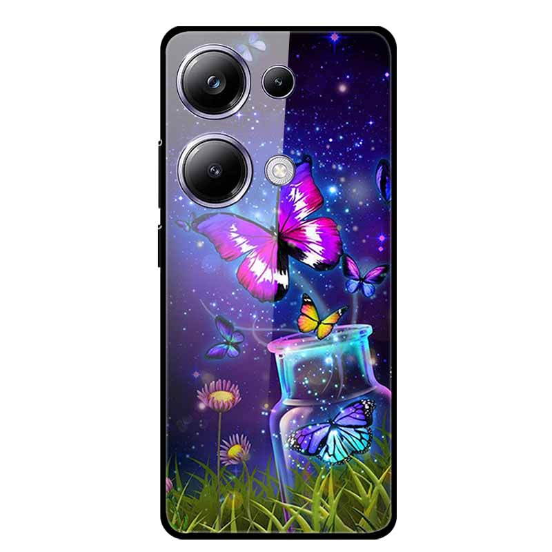 Glass Back Cover For Xiaomi Redmi Note 13 Note13 Pro Case Soft Bumper Hard Tempered Glass Case For Redmi Note 13 Pro Phone Case