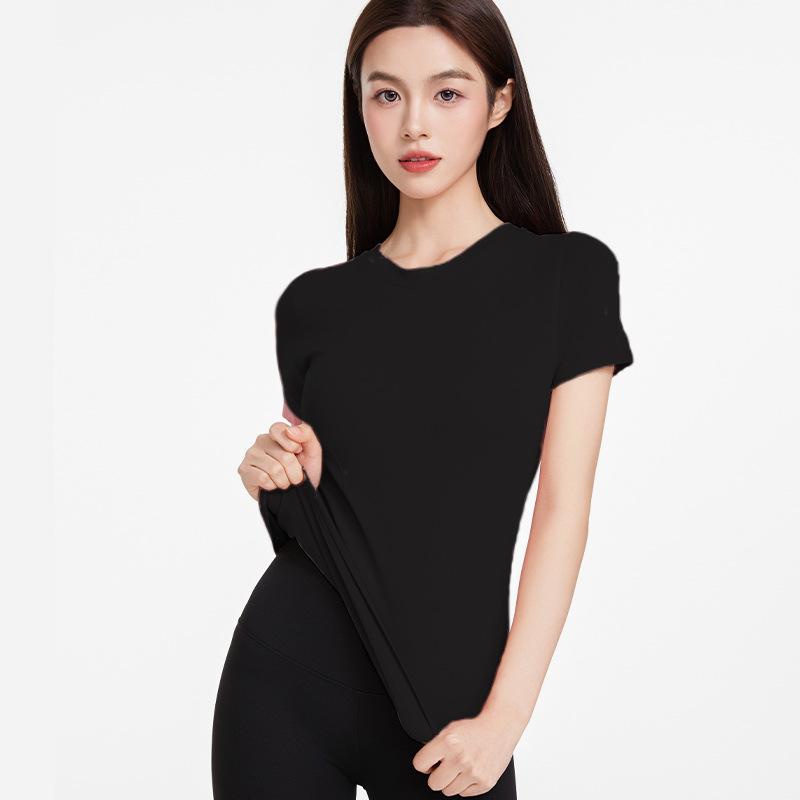 Sports Short Sleeved Round Neck T-Shirt For Women, New Style For Running, Fitness, Slimming, Slimming, Breathable Yoga Short Sleeved Top For Women