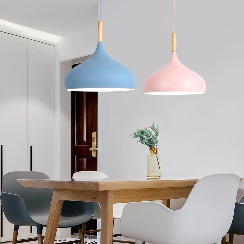 Multicolour Lustre Lamps Pendant Lights Restaurant Wood Hanging Lighting Light Fixtures Modern E27 LED Loft Hanglamp