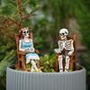 Skeleton Couple Figurine Resin Male And Female Skeleton Ornament Skeleton On Rocking