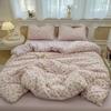 Cream Wind Double Yarn Bedding Four-piece Set Skin-friendly Breathable Washed Sheets Quilt Cover Pillowcase