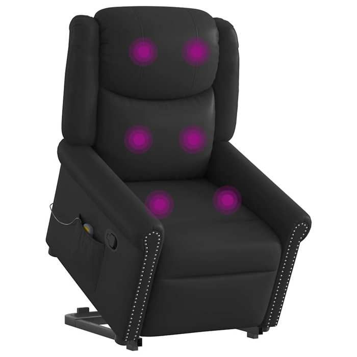 VidaXL Fauteuil de massage inclinable noir brillant similicuir, fauteuil inclinable élévateur, fauteuil inclinable pour 3303420