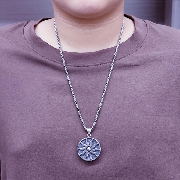 Dark Aesthetic Sun Pendant Necklace Stainless Steel Gothic Chain Jewelry Party Wear Everyday Fashion Statement Necklaces