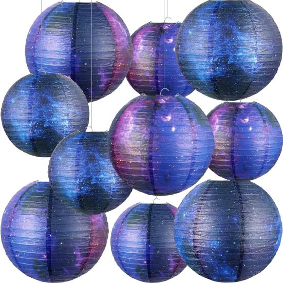 Chinese Style Paper Lantern Space Star Print Hanging Paper Lanterns for Home Ceiling Decor Birthday Party Supplies