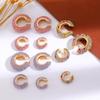 Retro Fashion C-Shaped Bling Ear Clips with Colored Diamonds - Trendy No-Pierce Earrings