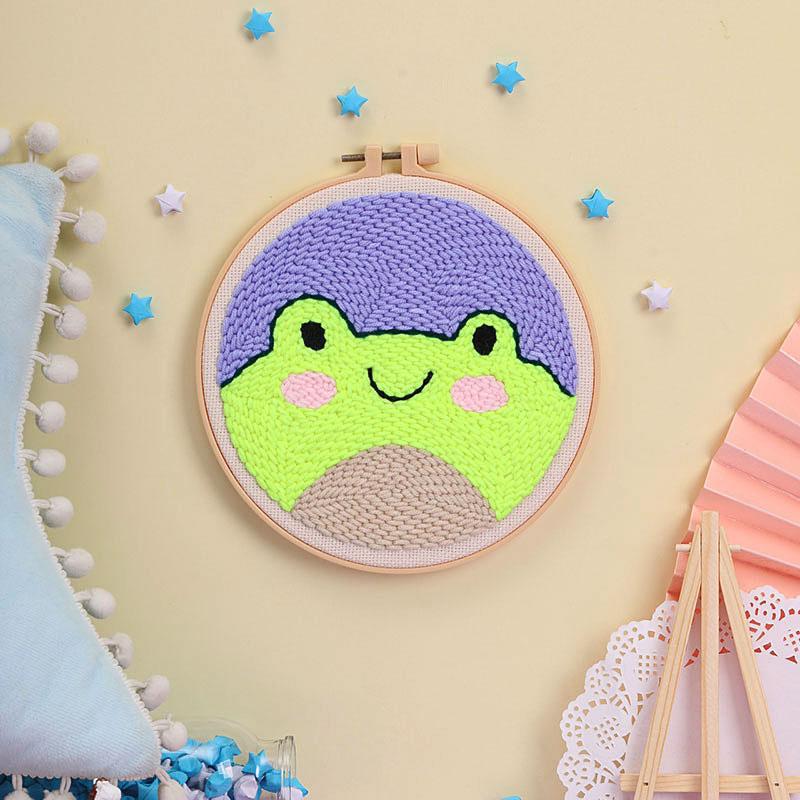 Russian DIY Punch Needle Embroidery Kit: Includes Yarn, Needle, Latch Hook, & Hoop for Knitting & Ornament Crafting