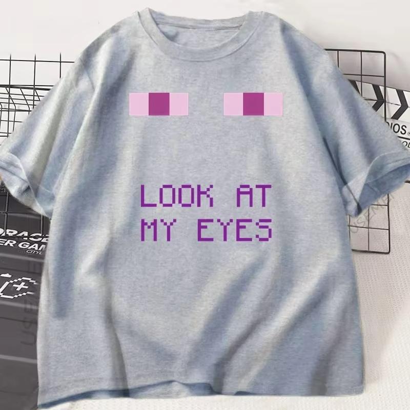 Enderman Eyes Game T-shirts Funny Design Women Short Sleeves T Shirt Casual Round Neck Loose Graphic Tees Harajuku Clothes