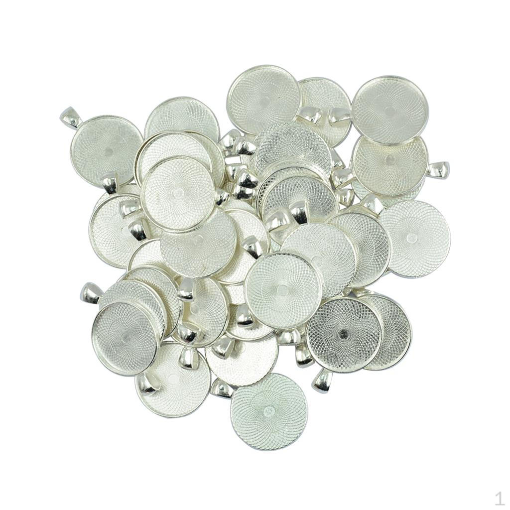 

50 Круглых Пустых Подносов для Подвесок DIY Ювелирные Изделия Подвески 43x22mm_Silver