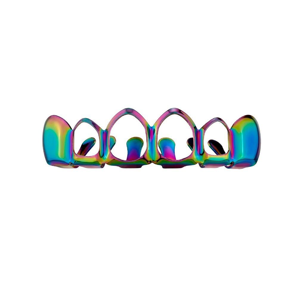 2Pcs/Set Glossy Dental Grills Classic Hollowed-Out Teeth Caps Charm Teeth Grillz  Stage Props