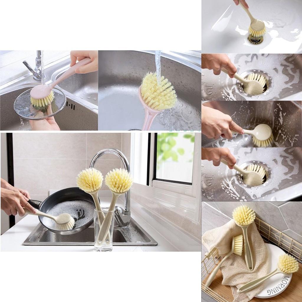 Versatile Long Handle Kitchen Cleaning Brush Perfect For Dish Washing And Pot Care